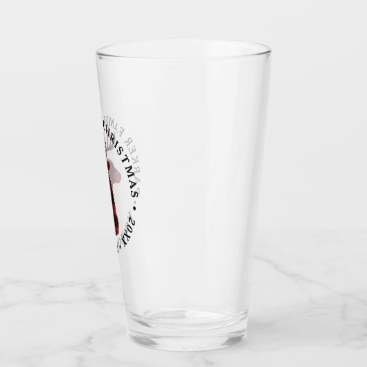 Buffel geruite herten kerstglas glas (Links)