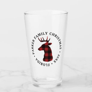 Buffel geruite herten kerstglas glas