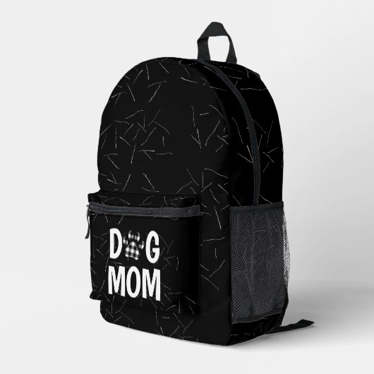 Buffel geruite HOND MAM Paw Print en Haar Bedrukte Rugzak (Achterkant Hoek Rechts)