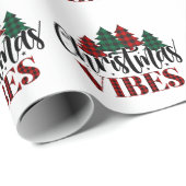 Buffel geruite kerstboom kerstvibes cadeaupapier (Rol Hoek)
