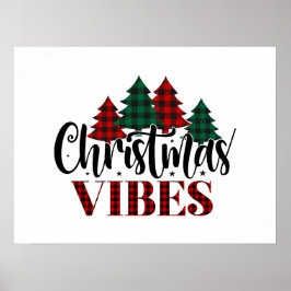 Buffel geruite kerstboom kerstvibes poster