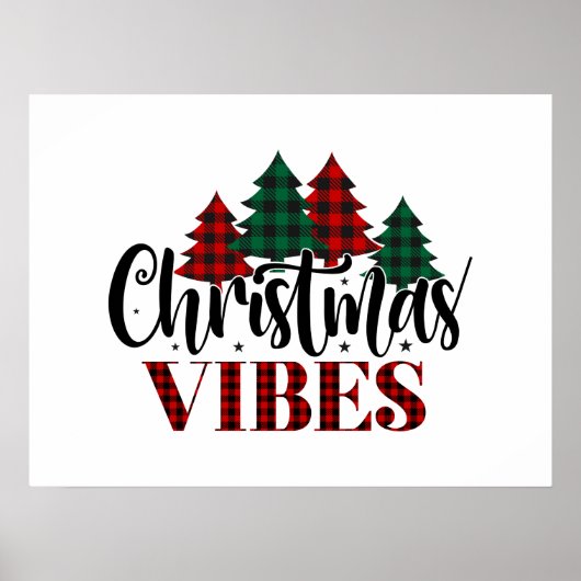 Buffel geruite kerstboom kerstvibes poster (Voorkant)