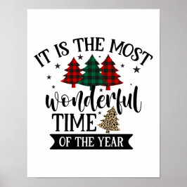 Buffel geruite luipaard patroon kerstboom poster