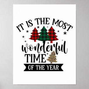 Buffel geruite luipaard patroon kerstboom poster