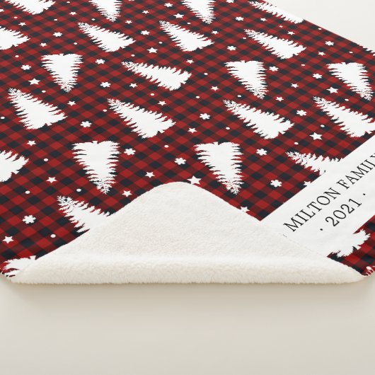 Buffel geruite rode dennenbos monogram sherpa deken (3/4)