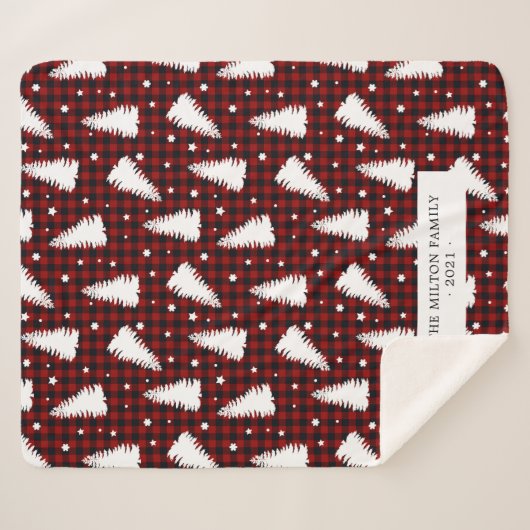 Buffel geruite rode dennenbos monogram sherpa deken (Voorkant (horizontaal))