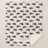 Buffel geruite rode vrachtwagen Kerstboom monogram Sherpa Deken (Voorkant)