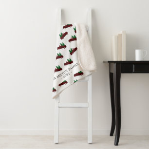 Buffel geruite rode vrachtwagen Kerstboom monogram Sherpa Deken