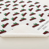 Buffel geruite rode vrachtwagen Kerstboom monogram Sherpa Deken (3/4)