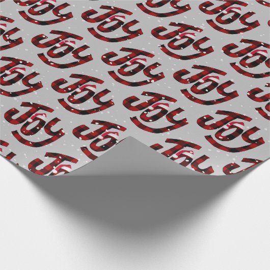 Buffel geruite vreugde en sneeuwvlokken cadeaupapier (Hoek)