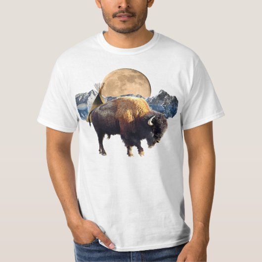 Buffel, Maan & TeePee Wildlife Art T-shirt (Voorkant)