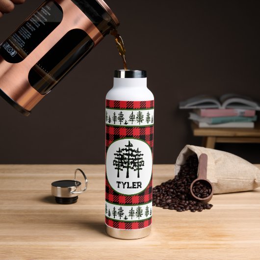 Buffel met Evergreen rand Waterfles (Koffie)