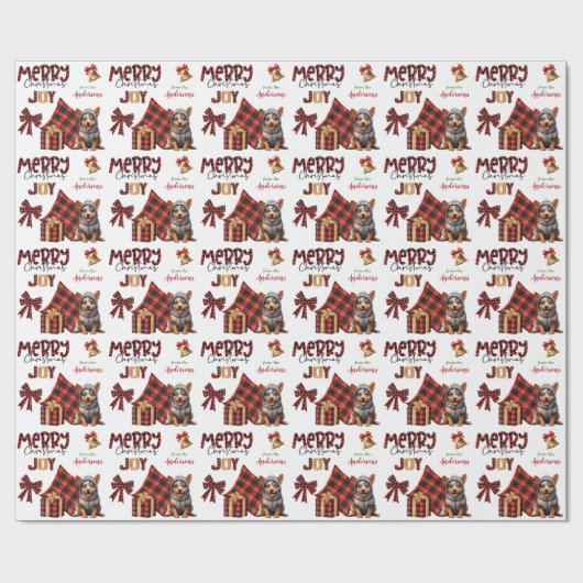 Buffel Plaid Aussie Rundvee Hond Puppy Kerstmis Cadeaupapier (Vlak)
