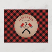 Buffel Plaid Ax Woodland Lumberjack Verjaardag Uitnodiging Briefkaart (Voorkant)