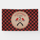 Buffel Plaid Axe Lumberjack Verjaardag Spandoek (Horizontaal)
