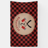 Buffel Plaid Axe Lumberjack Verjaardag Spandoek (Verticaal)