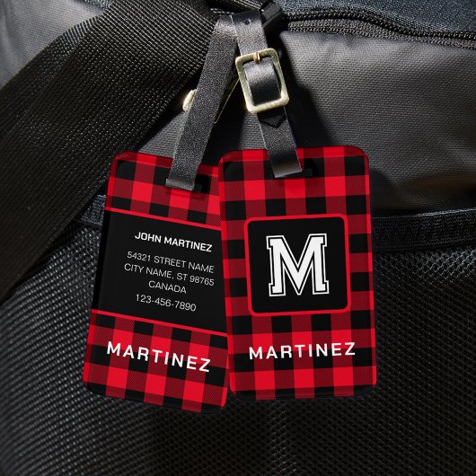 Buffel Plaid Bagagelabel met Monogram