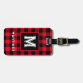 Buffel Plaid Bagagelabel met Monogram (Voorkant horizontaal)