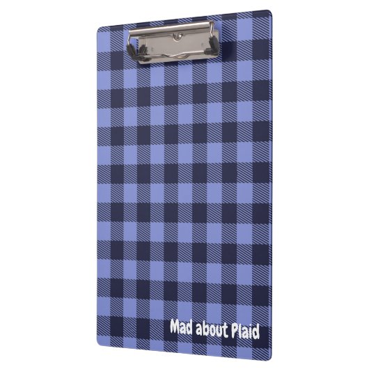 Buffel Plaid Blauw & Zwart Monogram Eenvoudig | Klembord (Links)