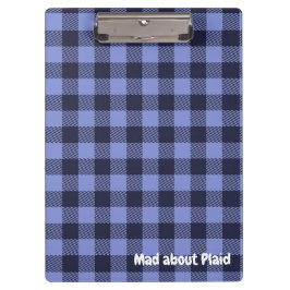 Buffel Plaid Blauw & Zwart Monogram Eenvoudig | Klembord