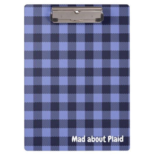 Buffel Plaid Blauw & Zwart Monogram Eenvoudig | Klembord (Voorkant)