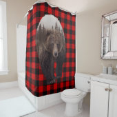 Buffel Plaid Bruin Beer Cabin Rustiek Douchegordijn (In situ)