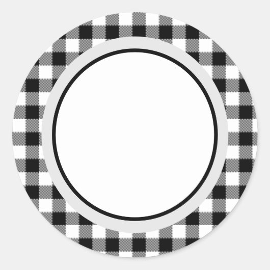 Buffel Plaid, Buffel Check Zwart en Wit Plaid Ronde Sticker (Voorkant)