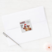 Buffel Plaid Dalmatische Puppy Kerstmis Vierkante Sticker (Envelop)