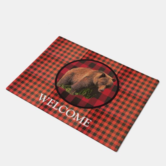 Buffel Plaid Grizzly Beer Welkom Mat (Schuin)