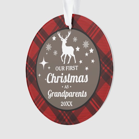 Buffel Plaid Grootouders Eerste Kerstmis Ornament (voorkant)