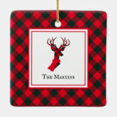 Buffel Plaid Herten Rood Gepersonaliseerde Kerstmi Keramisch Ornament (Achterkant)