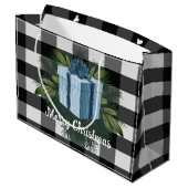 Buffel Plaid Kerstcadeau | Blauw Groot Cadeauzakje (Achterkant Gekanteld)