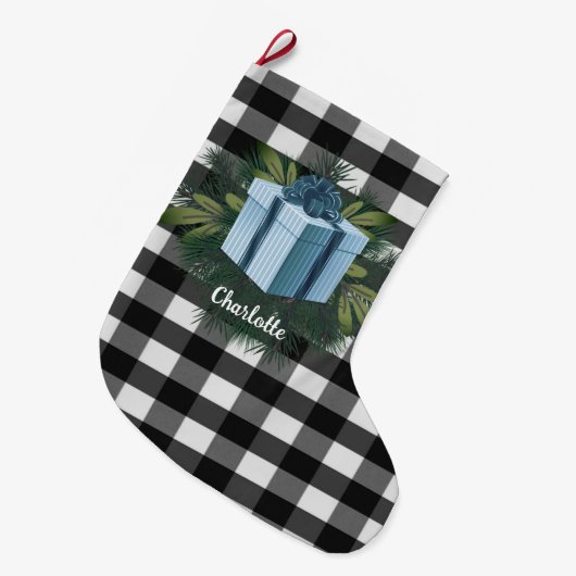 Buffel Plaid Kerstcadeau | Blauw Grote Kerstsok (Voorkant (Hangend))