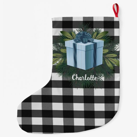Buffel Plaid Kerstcadeau | Blauw Grote Kerstsok (Achterkant)