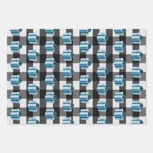 Buffel Plaid Kerstcadeau | Blauw Inpakpapier Vel (Voorkant 2)