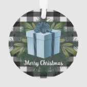 Buffel Plaid Kerstcadeau | Blauw Ornament (achterkant)