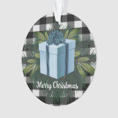 Buffel Plaid Kerstcadeau | Blauw Ornament (voorkant)