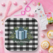 Buffel Plaid Kerstcadeau | Blauw Papieren Bordje (Feest)