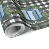 Buffel Plaid Kerstcadeau | Blauwe kerst Cadeaupapier (Rol Hoek)