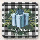 Buffel Plaid Kerstcadeau | Blauwe vakantie Bier Onderzetter (Voorkant)