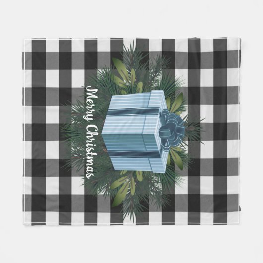 Buffel Plaid Kerstcadeau | Blauwe vakantie Fleece Deken (Voorkant (Horizontaal))