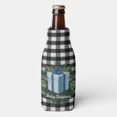 Buffel Plaid Kerstcadeau | Blauwe vakantie Flesjeskoeler (Fles Voorkant)