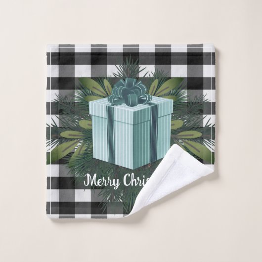 Buffel Plaid Kerstcadeau | Blauwgroen vakantie Bad Handdoek (Wasdoekje)