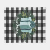 Buffel Plaid Kerstcadeau | Blauwgroen vakantie Fleece Deken (Voorkant (Horizontaal))