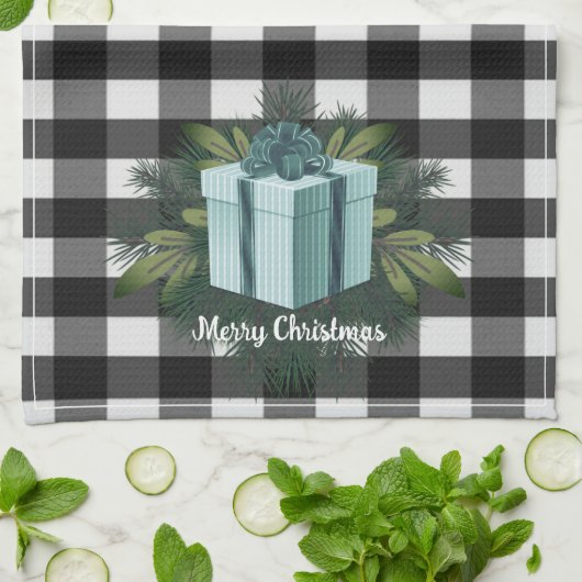 Buffel Plaid Kerstcadeau | Blauwgroen vakantie Theedoek (Gevouwen)