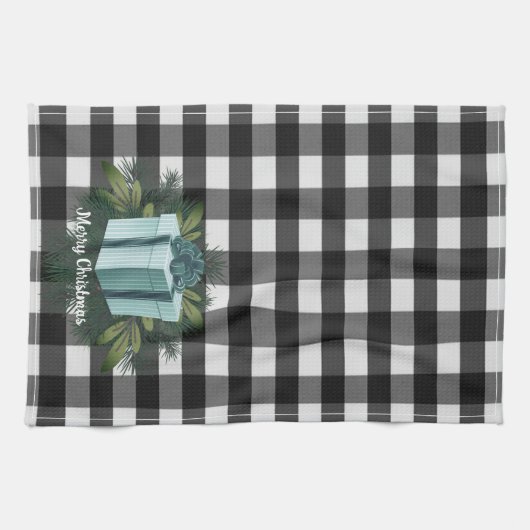 Buffel Plaid Kerstcadeau | Blauwgroen vakantie Theedoek (Horizontaal)