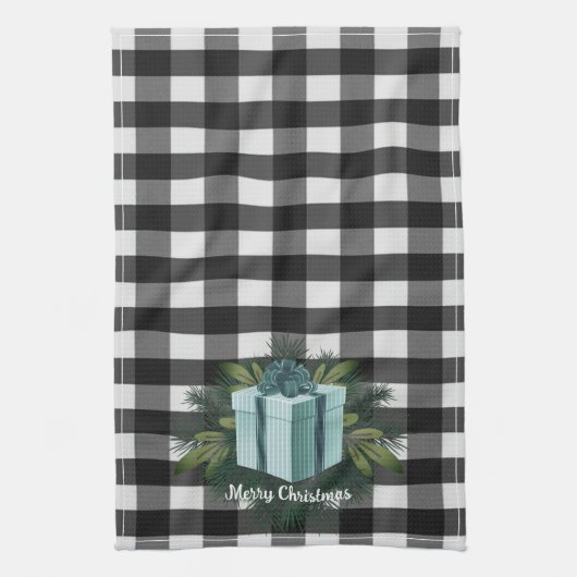 Buffel Plaid Kerstcadeau | Blauwgroen vakantie Theedoek (Verticaal)