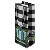 Buffel Plaid Kerstcadeau | Blauwgroen vakantie Wijn Cadeautas (Achterkant Gekanteld)