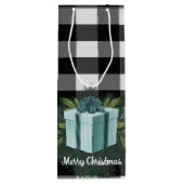 Buffel Plaid Kerstcadeau | Blauwgroen vakantie Wijn Cadeautas (Achterkant)