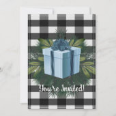 Buffel Plaid Kerstcadeau | Blue Holiday Party Kaart (Voorkant)